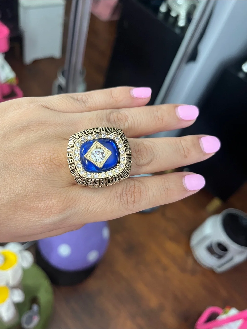 LA Dodgers Gold Tone Men's Championship Style Ring
